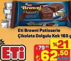ETİ BROWNİ PATİSSERİE ÇİKOLATA DOLGULU KEK 165 G